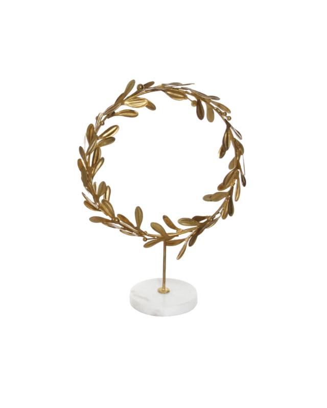 gold laurel wreath with stand, home decor, girls room decor