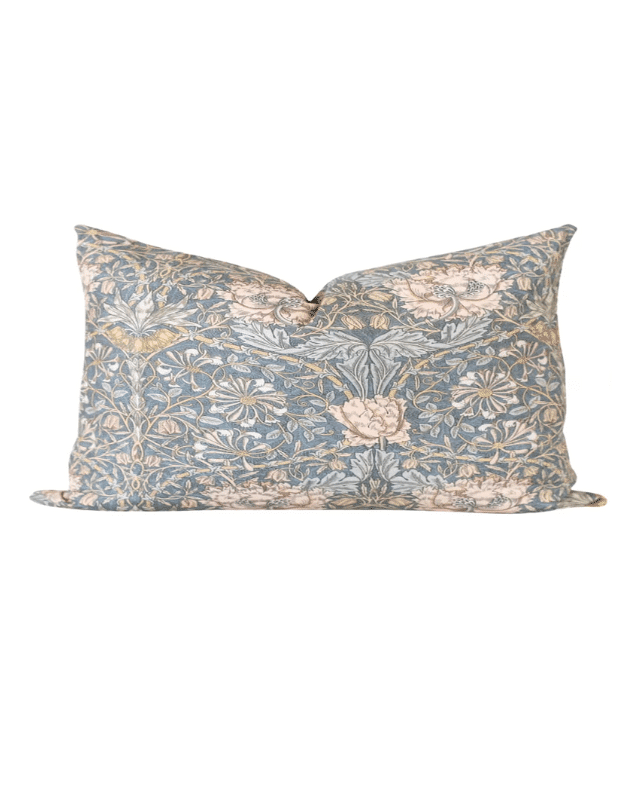 blue and blush floral pillow, girls bedroom decor