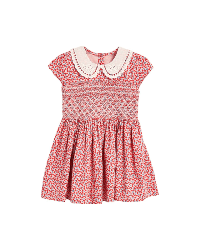 peter pan collared smocked cherry dress for little girls, amazon finds, amazon kids fashion, little girls dress, girls outfit, girls spring clothes