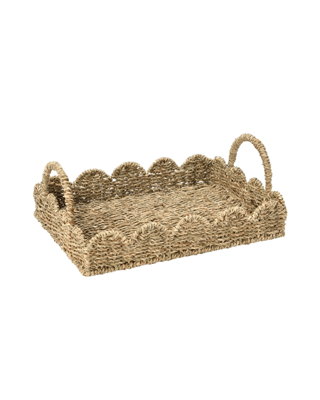 small seagrass tray with scallop edge and handles,g spring home finds, amazon home