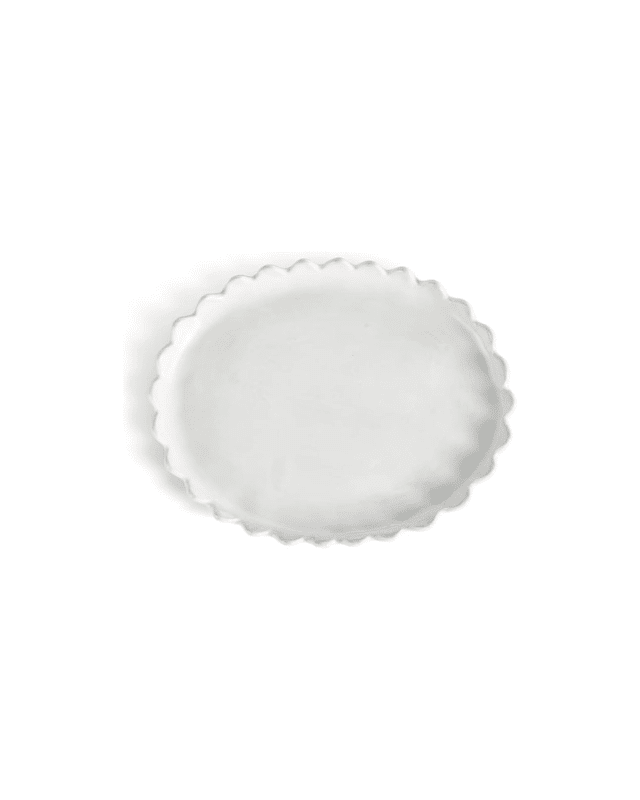 white ruffle tray with scallop edge, amazon finds, spring home finds,