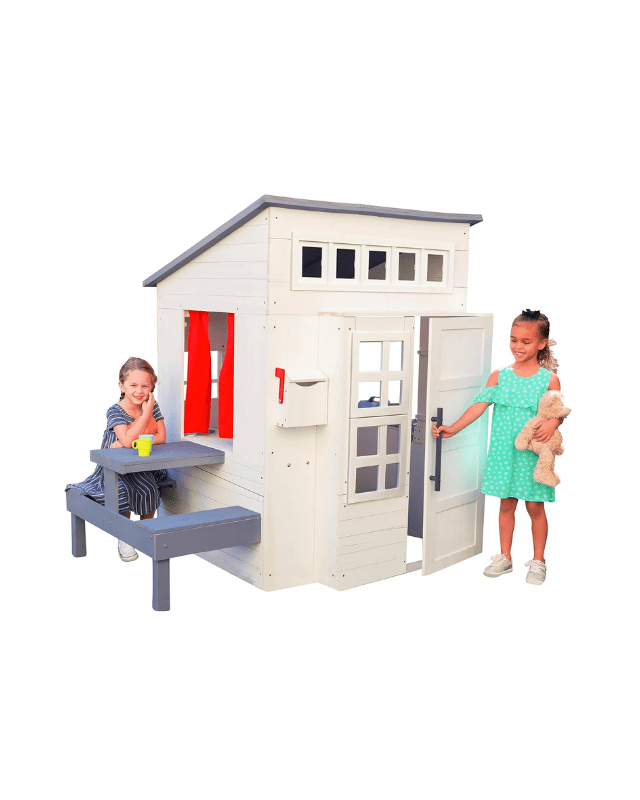 white modern painted playset for outdoor fun for kids