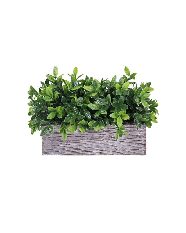 faux greenery, window box, wooden planter, playset planter